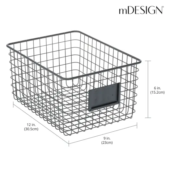 mDesign Metal Food Organizer Storage Basket with Lable Slot, 8 Pack {3}