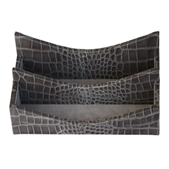 Protacini Castlerock GrayItalian Patent Leather Letter Holder {1}