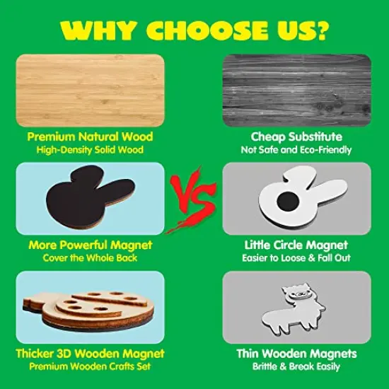 13 Wooden Magnet Creativity Arts & Crafts Painting Kit for Kids, Decorate Your Own Painting Gift for Easter Basket Stuffers, Birthday Parties and Family Crafts, Party Favors for Boys Girls {6}