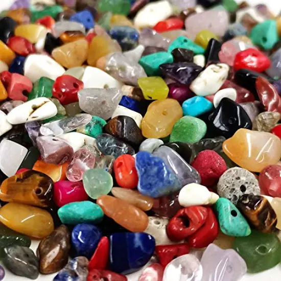 500 Pieces Natural Chip Stone Beads Multicolor 5mm to 8mm Irregular Gemstone Healing Crystal Loose Rocks Bead Hole Drilled DIY for Bracelet Necklace Earrings Jewelry Making Craft {1}