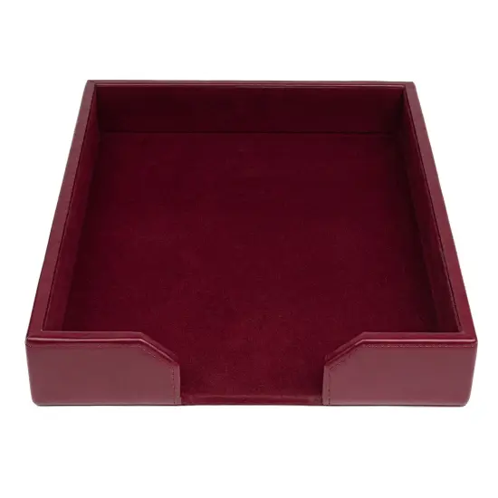 Burgundy Bonded Leather Letter Tray {1}