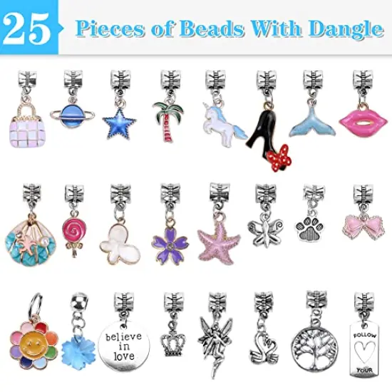 AIPRIDY Charm Bracelet Making Kit,DIY Craft for Girls, Unicorn Mermaid Crafts Gifts Set for Arts and Crafts for Girls Teens Ages 6-12 (125 Pieces) {6}
