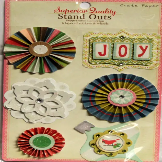 Crate Paper Christmas Peppermint Dimensional Stand Outs Stickers {1}