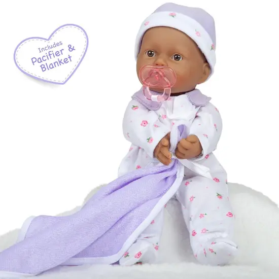 La Baby Soft 11" Baby Doll, Purple with Blanket, African-American {4}