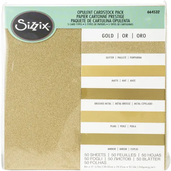 Sizzix Surfacez Opulent Cardstock Pack 8"X11.5" 50/Pkg-Gold {1}
