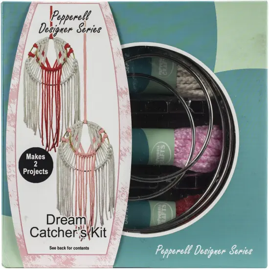 Pepperell Designer Series Macrame Dream Catcher's Kit-Coral & Pink {1}