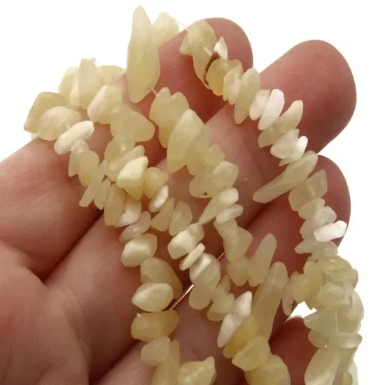 33 inch Small Aragonite Stone Chips Yellow Gemstone Beads {3}