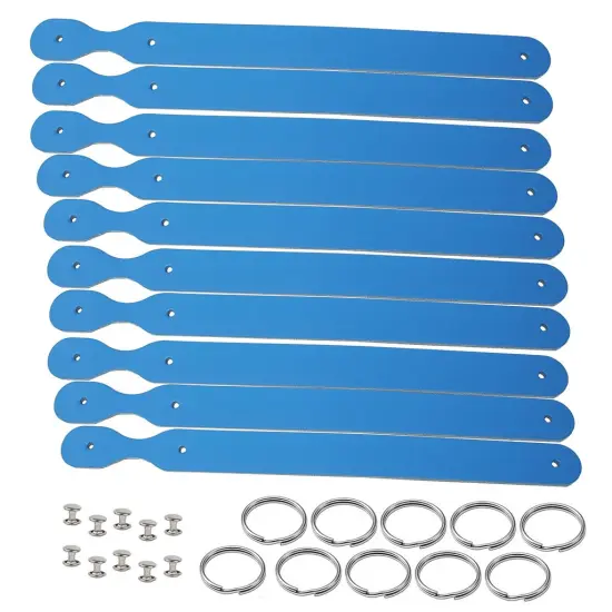 Blank Leather Keychains &ndash; 3/4" Full Grain DIY Kit (10 Pack)-Promotional-Fundraising-Personalized Gifts Ultra Blue {1}