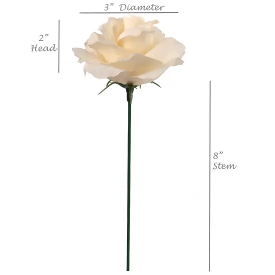 100-Pack: Elegant Ivory Silk Rose Picks, 8" Stems, 3" Wide by Floral Home&reg;, Floral Home by Artificial Flowers {2}