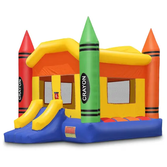 Cloud 9 Commercial Grade Crayon Castle Bounce House with Built-in Roof and Emergency Escape Hatch for Safety - 100% PVC 17' x 13' Bouncer - Inflatable Only {3}