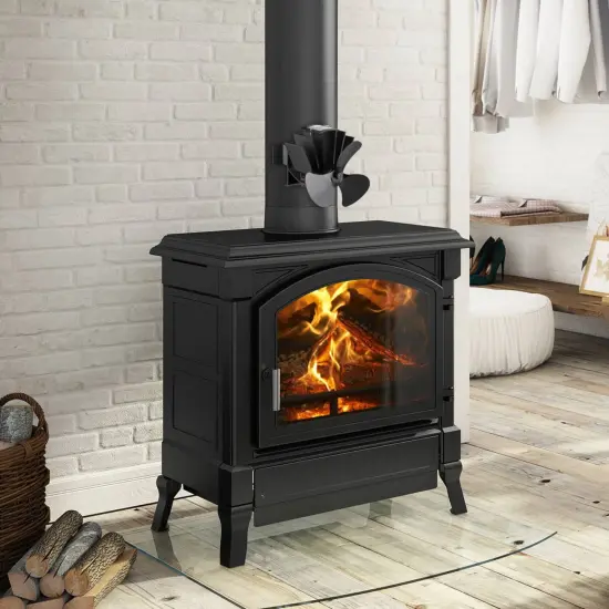 Lehman's Heat Powered Stove Fan 4 Blades Magnetic Attachment to Flue Pipe Black {4}