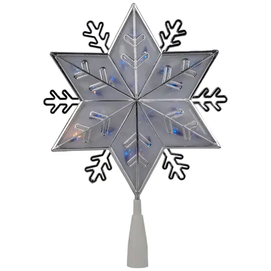Northlight 10" Silver Snowflake Lighted Christmas Tree Topper - Blue Lights {1}