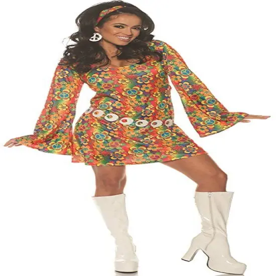 Women's 60s Hippie Summer Flowers Dress Costume {1}