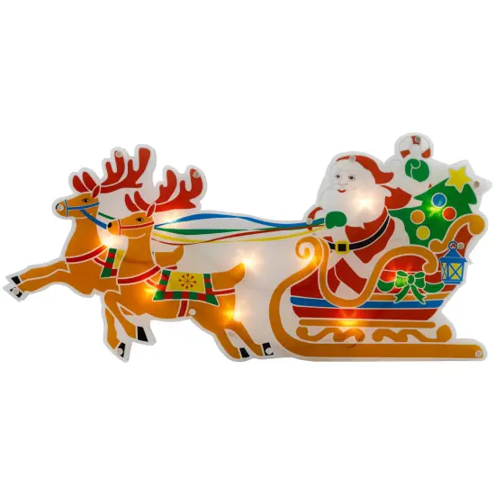 Northlight 23" Lighted Santa and Reindeer Christmas Window Silhouette Red {3}