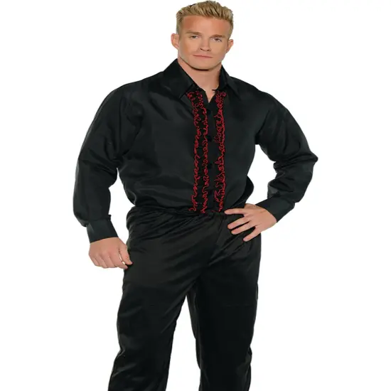Men's Black Tuxedo Costume Shirt {1}