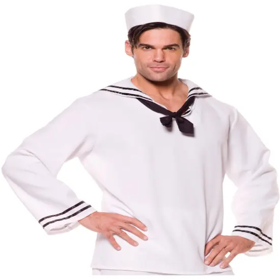 Men's White Nautical Sailor Costume Shirt {1}