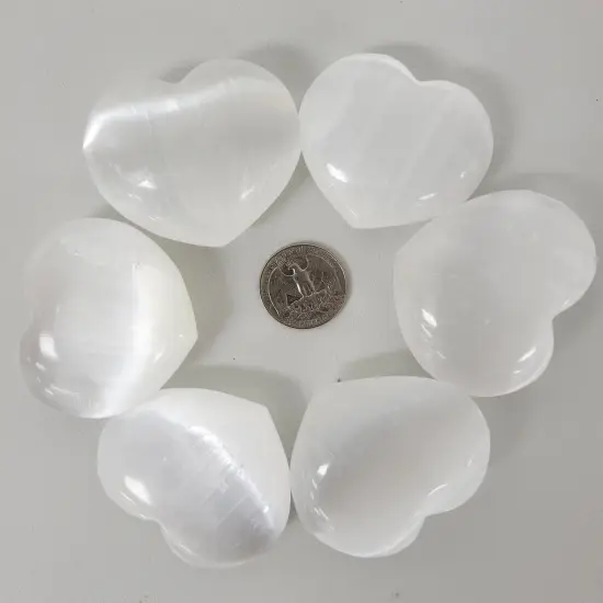 Polished Selenite Crystal Hearts {4}
