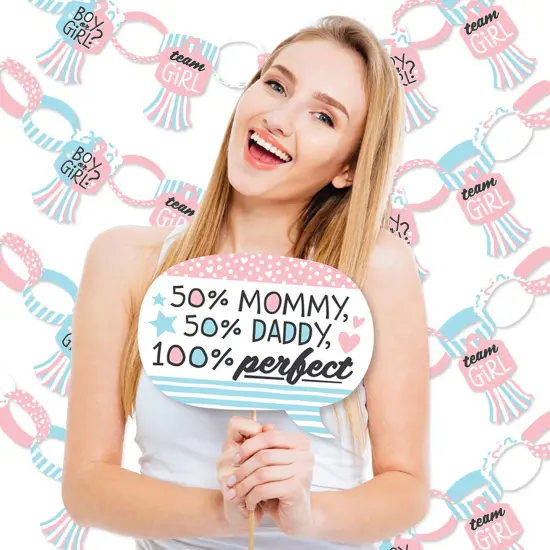 Big Dot of Happiness Baby Gender Reveal - Banner and Photo Booth Decorations - Team Boy or Girl Party Supplies Kit - Doterrific Bundle {3}