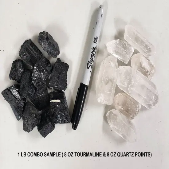 Black Tourmaline & Quartz Crystal Combo {3}