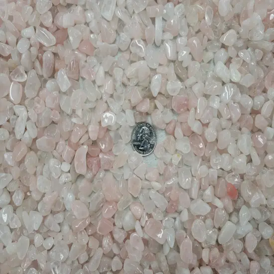 Tumbled Rose Quartz Crystal Chips - Bulk Tumbled Stones {4}