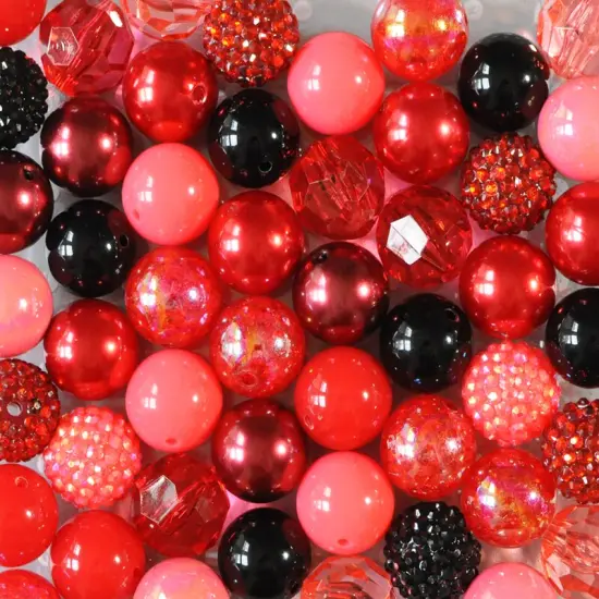 20mm Black Raspberry acrylic bubblegum bead mix {1}