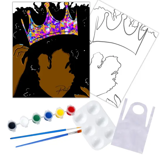 "Afro Princess" DIY Canvas Art Kit for Adults Beginner, Acrylic Paint Size 11x14 inch {1}