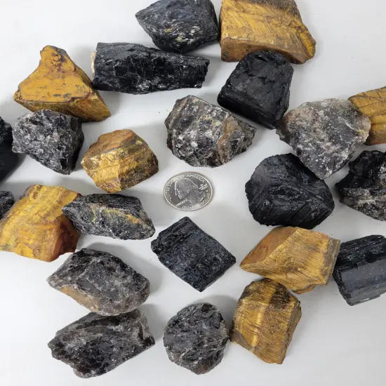 Grounding Crystals Set - Tourmaline, Smoky Quartz, Tiger's Eye {2}