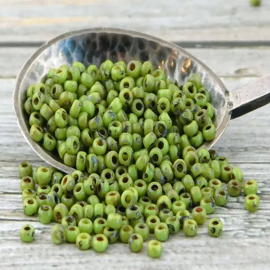 Opaque Chartreuse Picasso Miyuki Seed Beads {2}