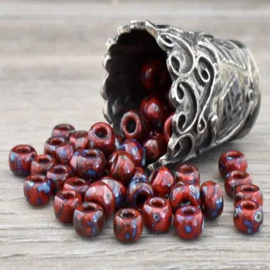 Opaque Red Picasso Miyuki Seed Beads - Miyuki 4513 {2}