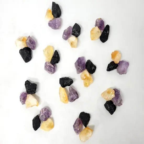 Citrine, Amethyst, Tourmaline - Healing Crystal Trio Set {4}