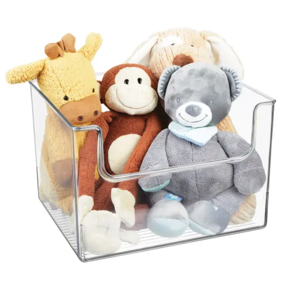 mDesign Open Front Plastic Storage Bin for Cube Furniture, 12" W, 4 Pack - Clear {3}