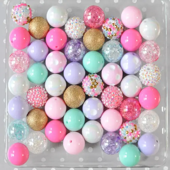 20mm Birthday Cake acrylic bubblegum bead mix {2}
