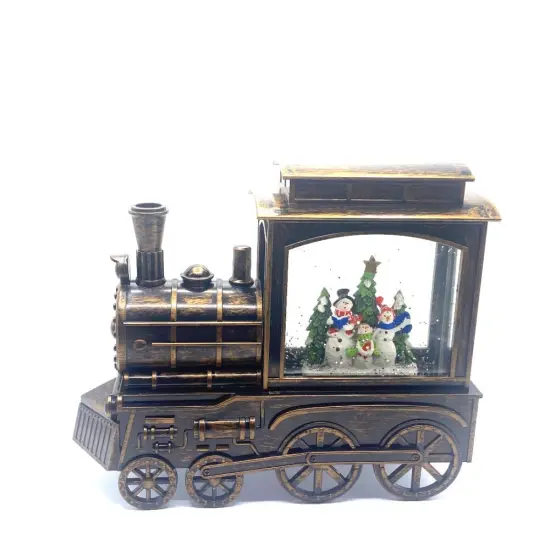 12" Train Water Snow Globe with Snow Family InsideWhimsical Christmas Decoration {1}
