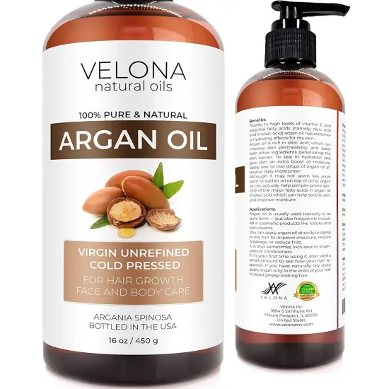 velona Argan Oil - 16 oz | Morocco Oil | Stimulate Hair Growth, Skin, Body and Face Care | Nails Protector | Unrefined, Cold Pressed | Cap Kit&hellip; {1}