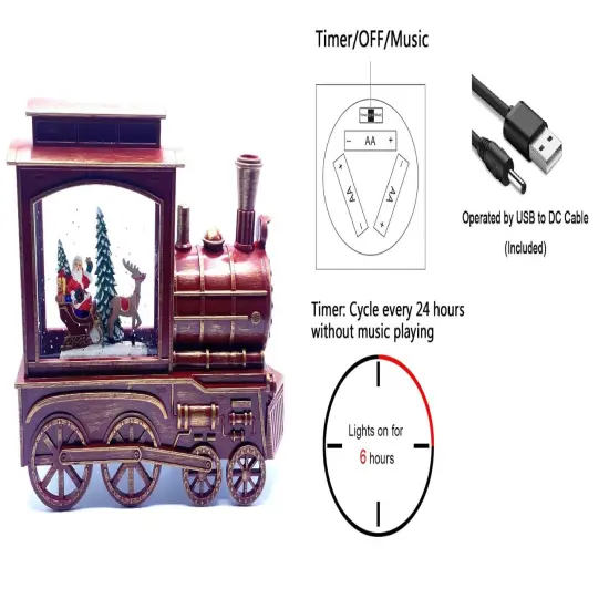 Train Water Snow Glitter Lantern with Santa Inside {2}