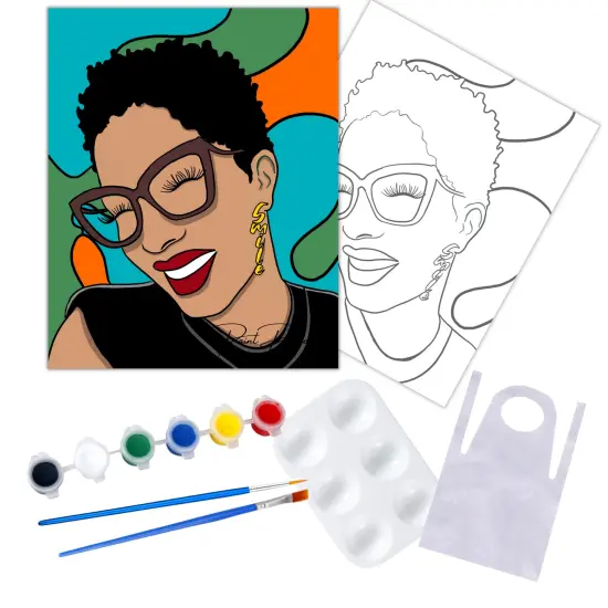 "Just Smile" DIY Canvas Art Kit for Adults Beginner, Acrylic Paint Size 11x14 inch {1}