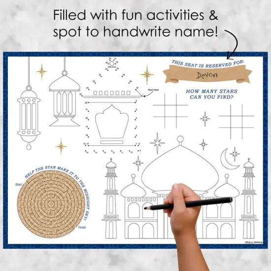 Big Dot of Happiness Eid Mubarak - Paper Ramadan Party Coloring Sheets - Happy Eid Activity Placemats - Set of 16 {3}