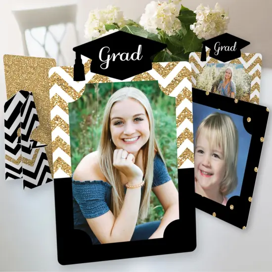 Big Dot of Happiness Gold Graduation Party Centerpieces - 4x6 Picture Display - Paper Photo Frames - Set of 12 {1}