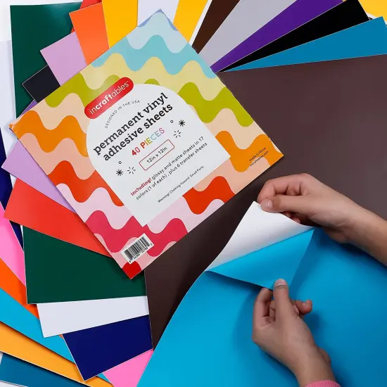 Incraftables Permanent Vinyl Sheets (40pcs). Bulk Permanent Vinyl for Cricut Machine with Glossy, Matte & Transfer Sheets. Multicolor Self Adhesive Vinyl Sheets Sticker Paper Bundle for DIY Crafts {2}