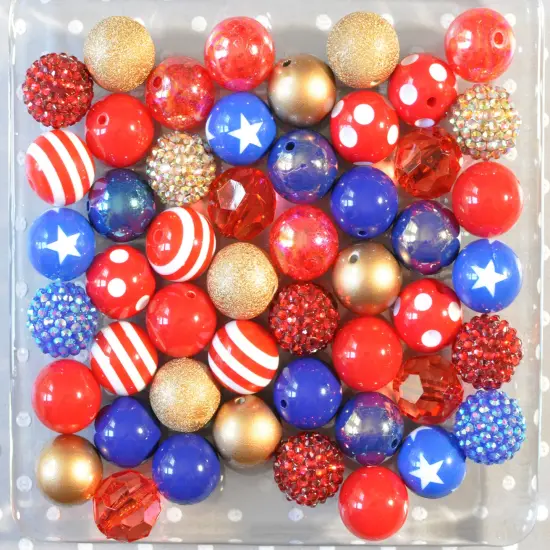 20mm Red, White, and Wonderful acrylic bubblegum bead mix {2}