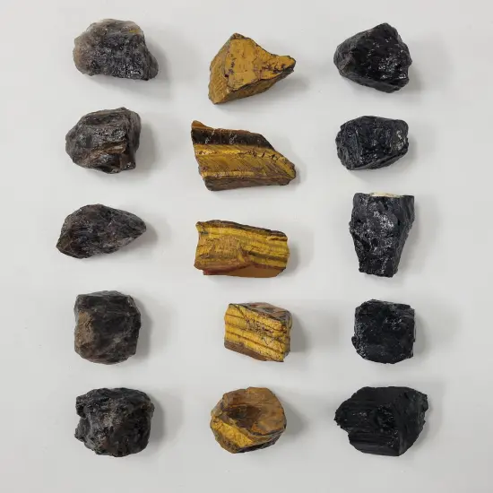 Grounding Crystals Set - Tourmaline, Smoky Quartz, Tiger's Eye {3}