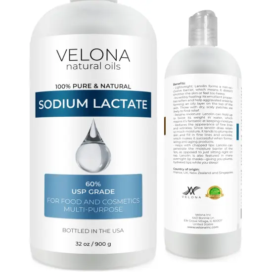 Velona Sodium Lactate 60% - 32 oz | USP Grade Natural Preservative | For Soap Making & Lotions | Harder Bar of Soap, pH Regulator, Glycerin substitute, Provides and Keep Moisture {1}