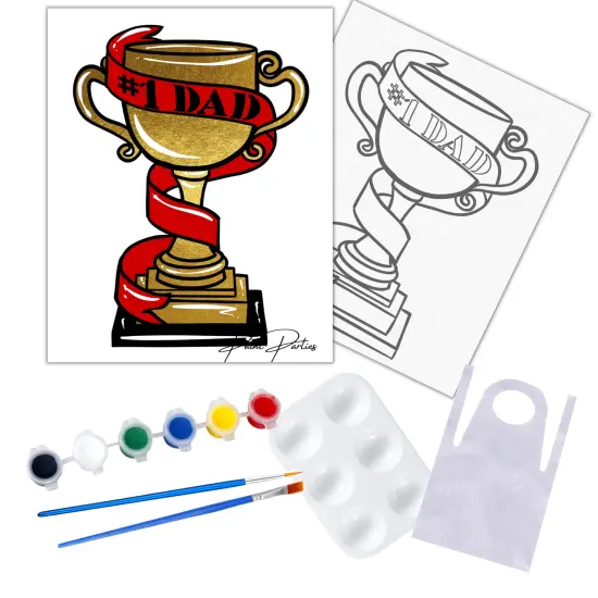 "Number 1 Dad Trophy" DIY Canvas Art Kit, Acrylic Paint Size 11x14 inch {1}