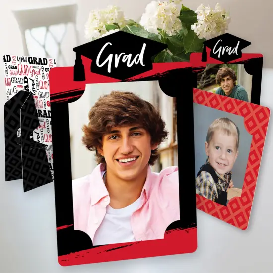 Big Dot of Happiness Red Graduation Party Centerpieces - 4x6 Picture Display - Paper Photo Frames - Set of 12 {1}