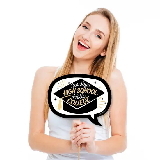 Big Dot of Happiness Funny Hello College Graduation Party Photo Booth Props Kit - 10 Piece {3}