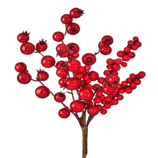 15" Waterproof Mixed Berry Crabapple Pick - Durable Christmas Decoration {1}