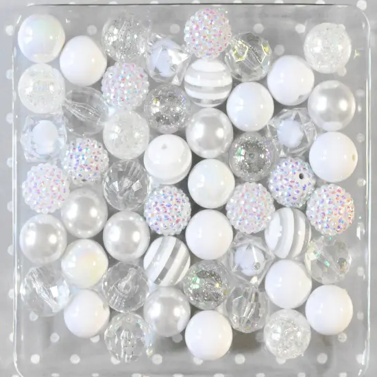 20mm White Icicle acrylic bubblegum bead mix {2}