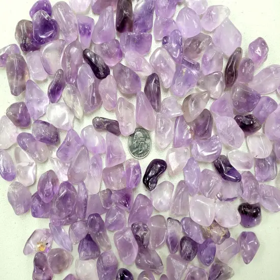 Bulk Tumbled Amethyst Crystal Stones Pendant Size 1/2 inch to 1 inch {4}