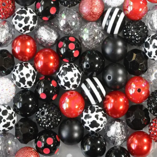 20mm Dalmatian Villain acrylic bubblegum bead mix {1}