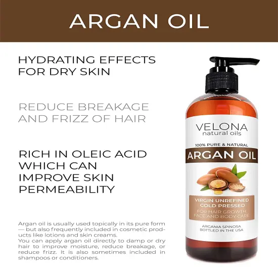 velona Argan Oil - 16 oz | Morocco Oil | Stimulate Hair Growth, Skin, Body and Face Care | Nails Protector | Unrefined, Cold Pressed | Cap Kit&hellip; {2}